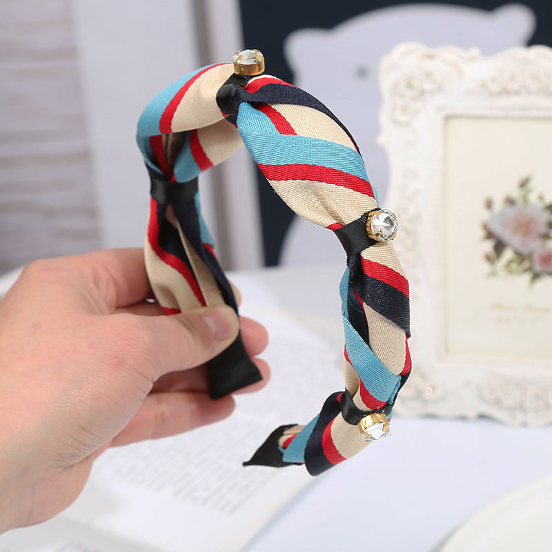 Wholesale Ribbon Inlaid Crystal Fabric Headband
